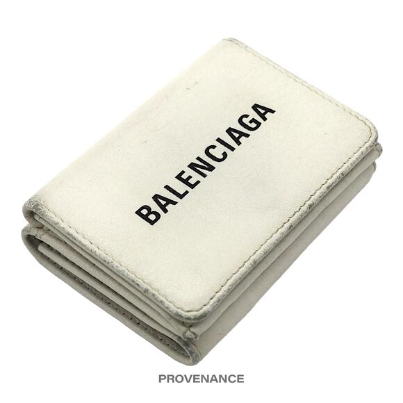 🔴 Balenciaga Logo Print Trifold Wallet - White - Picture 4 of 10